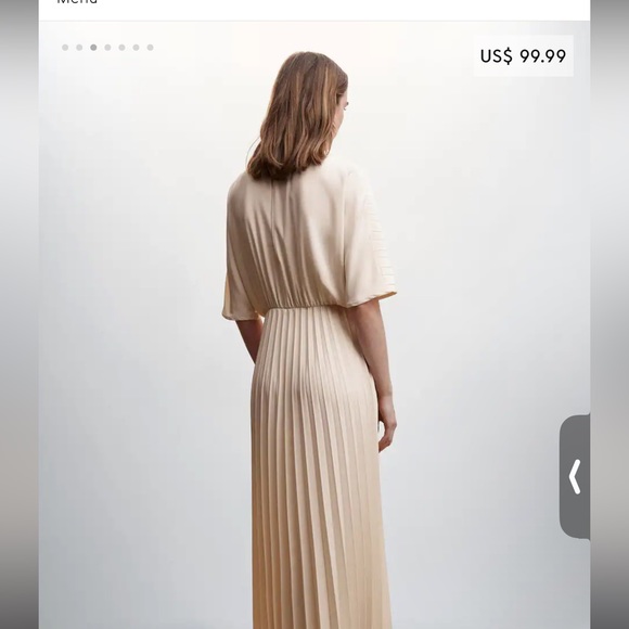 NEW AND NEVER WORN NWT - Mango Pleated Cream Dress, Size 6 Medium - Picture 2 of 4
